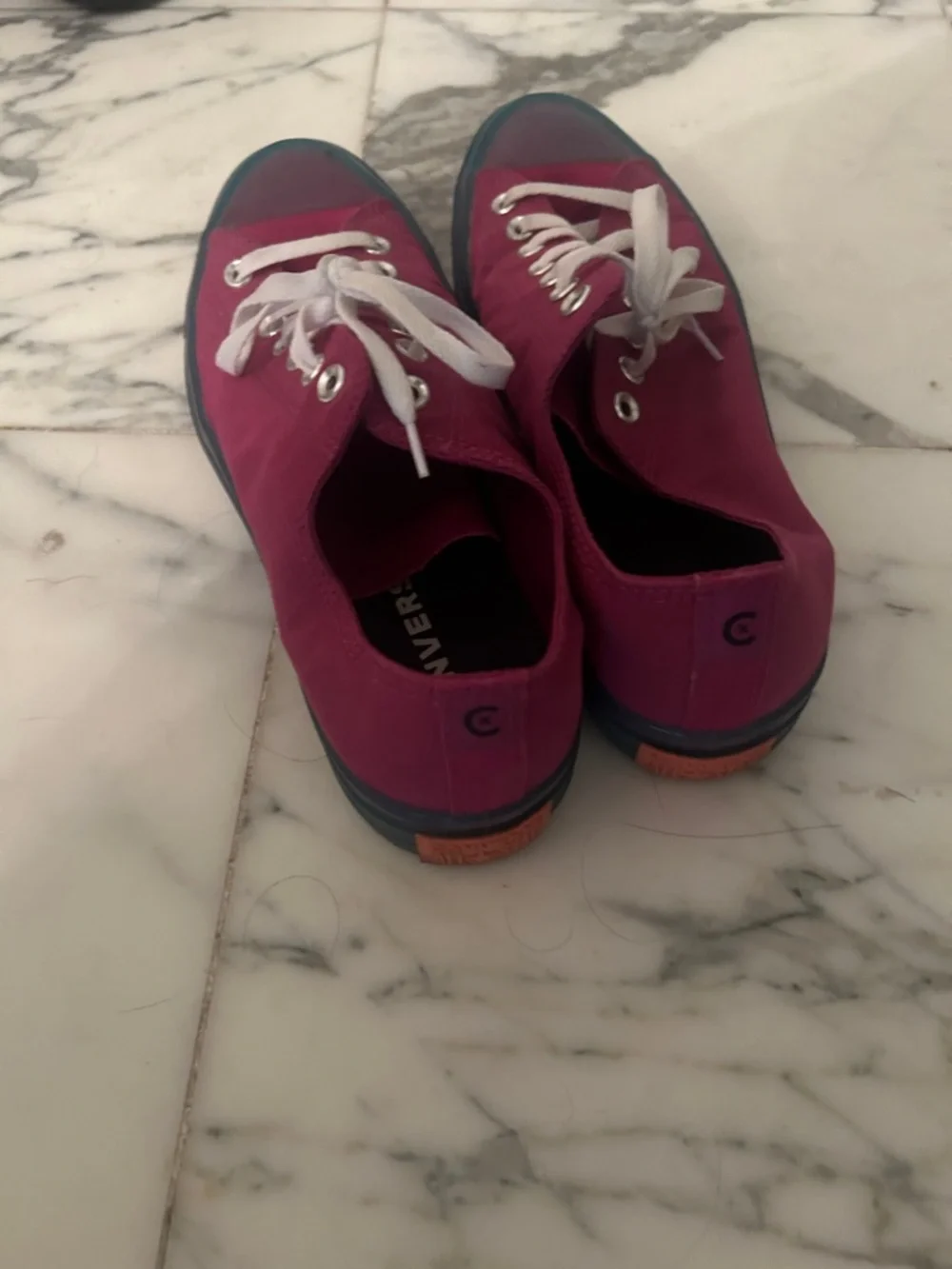 Converse Low Top Canvas Sneakers in Wine with White Laces